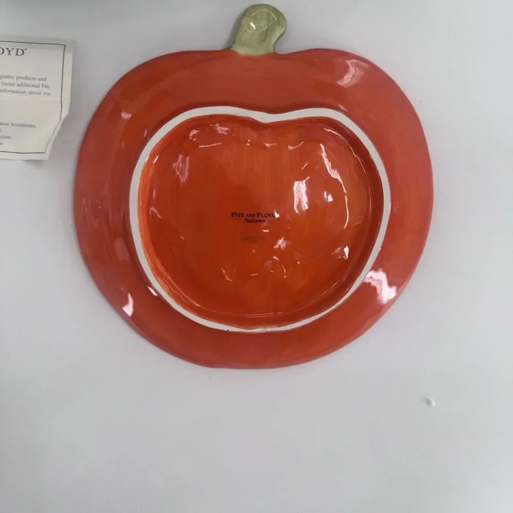 Fitz And Floyd Pumpkin Jack-O-Lantern Plate 2004 Vintage Fast Shipping W/ Box